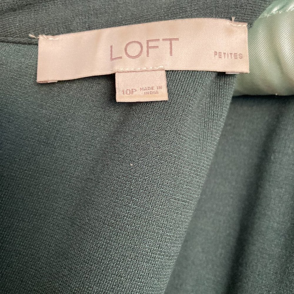 LOFT Long Botton Sleeve Dark Forest Green Dress - Picture 8 of 9